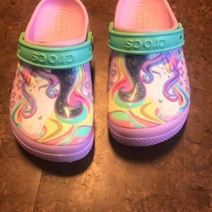 Girls size 1 unicorn crocs